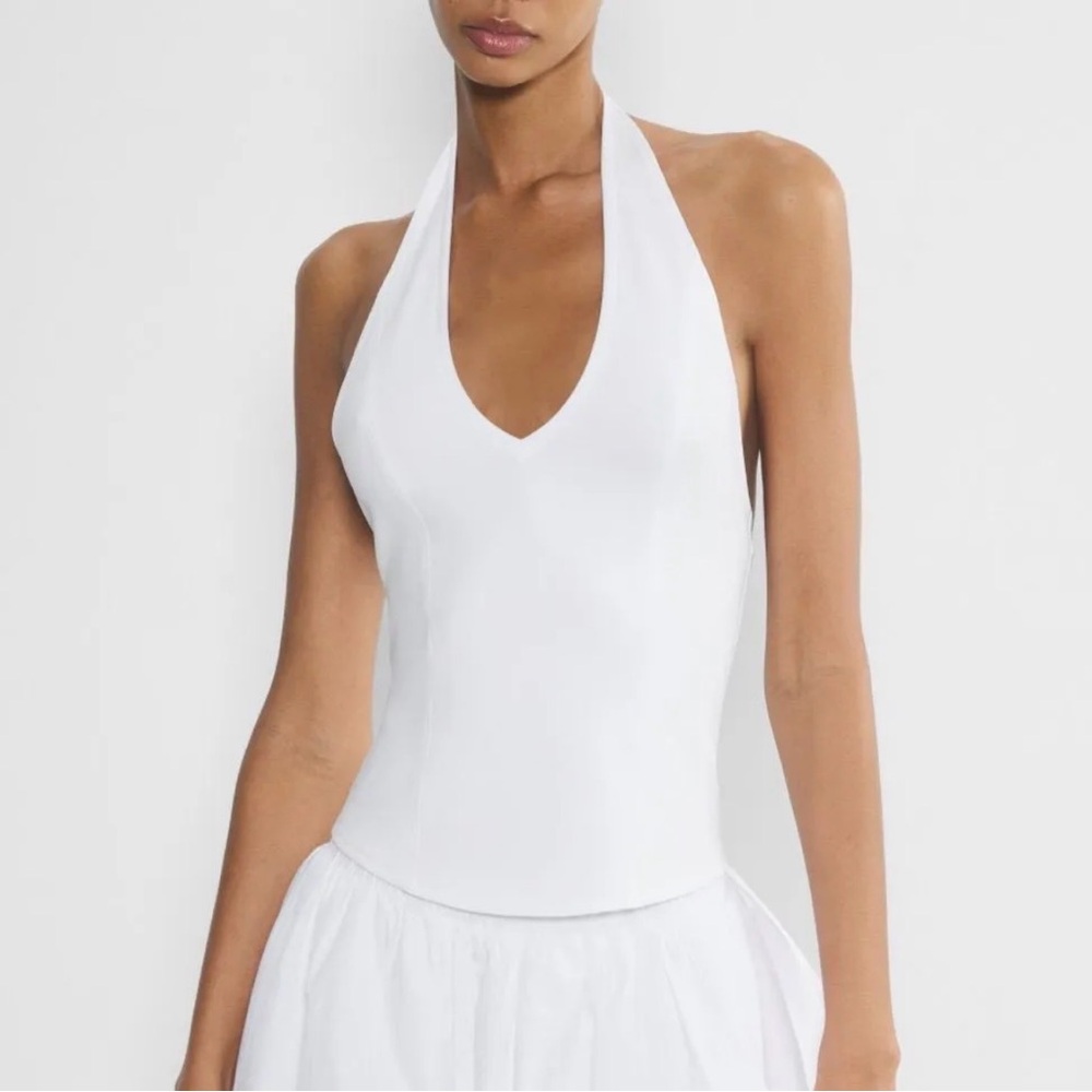 Aritzia Sunday Best Ambiance White Halter V-Neck Women’s Top NWT Size Large